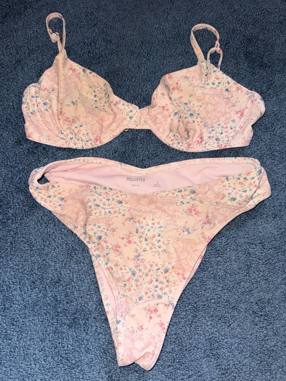 Hollister Light Pink Floral Underwire Bikini Set